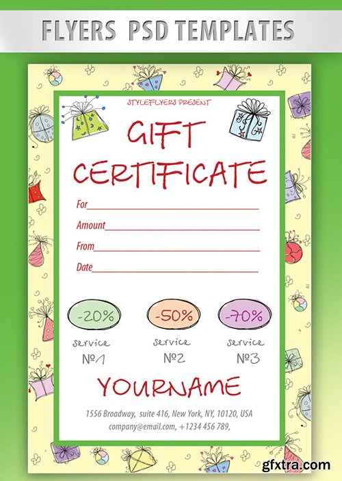Gift Certificate Flyer PSD Template + Facebook Cover