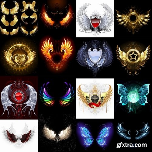 Collection wing wings gothic heraldry decoration vector image 25 EPS Collection wing wings gothic heraldry decoration vector image 25 EPS