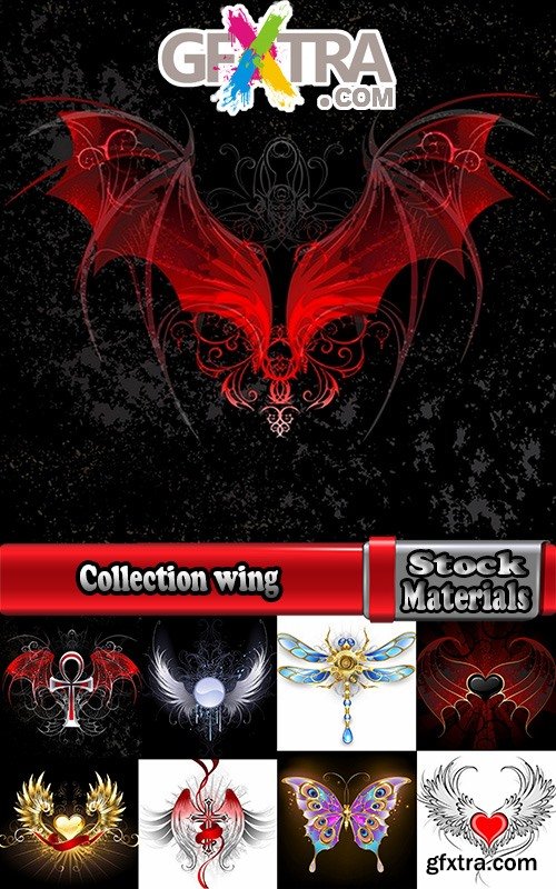 Collection wing wings gothic heraldry decoration vector image 25 EPS