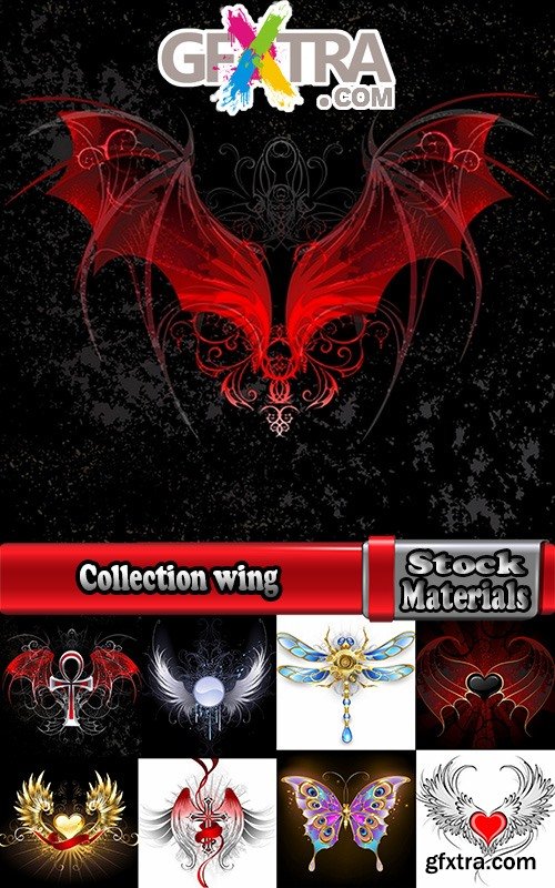 Collection wing wings gothic heraldry decoration vector image 25 EPS Collection wing wings gothic heraldry decoration vector image 25 EPS