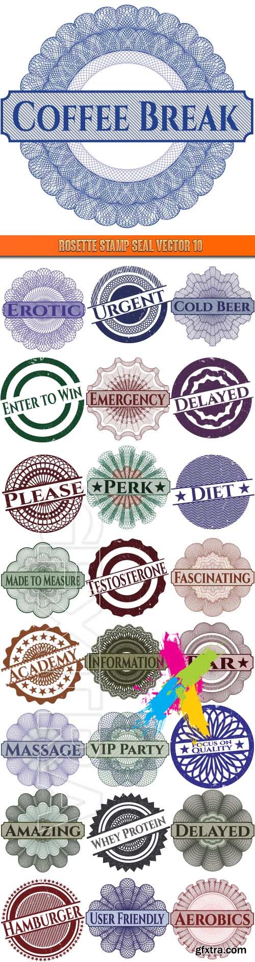 Rosette stamp seal vector 10