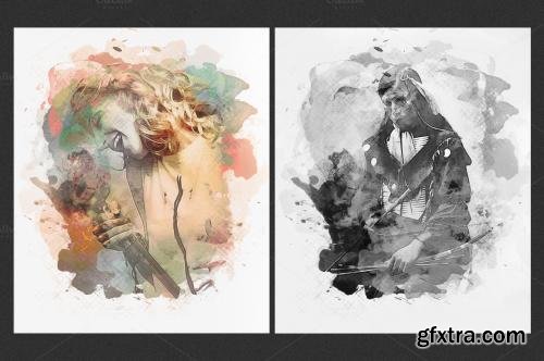 CreativeMarket Watercolour Canvas (Photo to Art) 581850