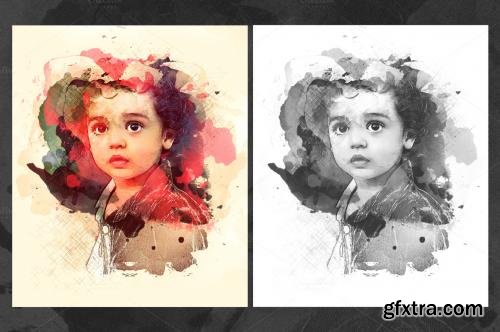 CreativeMarket Watercolour Canvas (Photo to Art) 581850