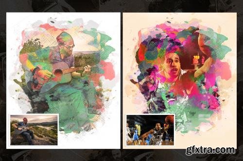 CreativeMarket Watercolour Canvas (Photo to Art) 581850