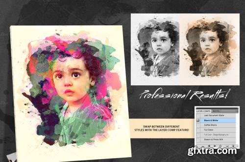 CreativeMarket Watercolour Canvas (Photo to Art) 581850