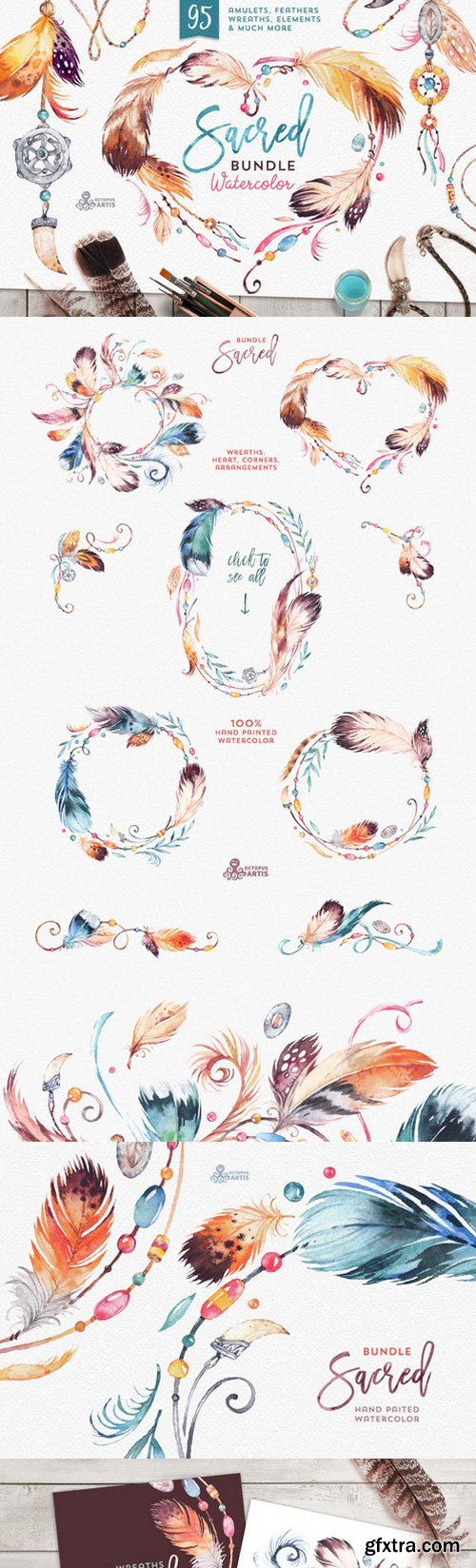 Sacred. Watercolor Tribal Bundle 587592