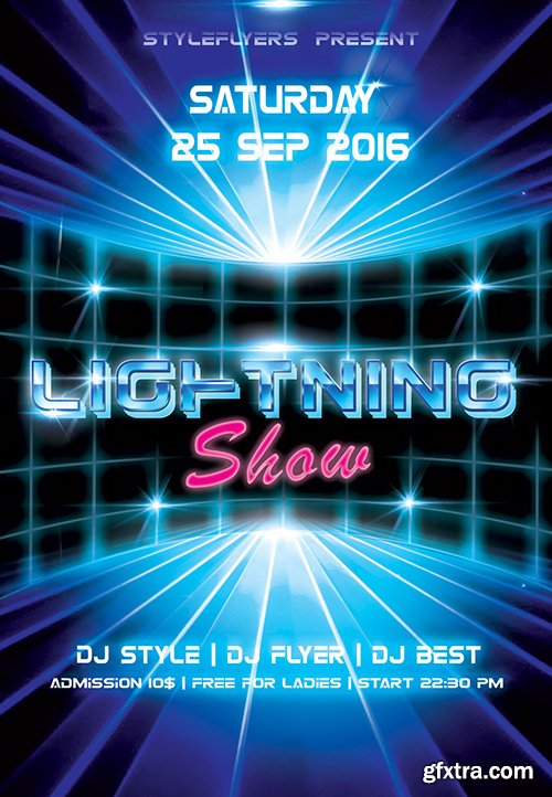 Lightning Show PSD Flyer Template + Facebook Cover