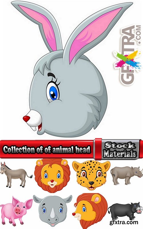 Collection of of animal head cartoon vector image 25 EPS