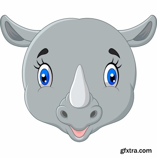 Collection of of animal head cartoon vector image 25 EPS