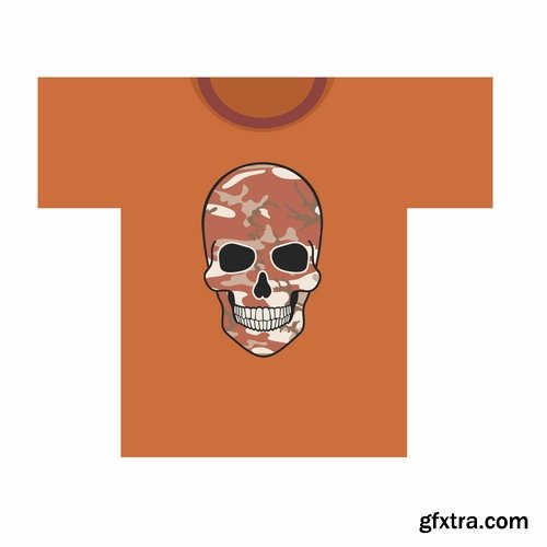 Collection of skull print on a T-shirt and stuff vector image 25 EPS