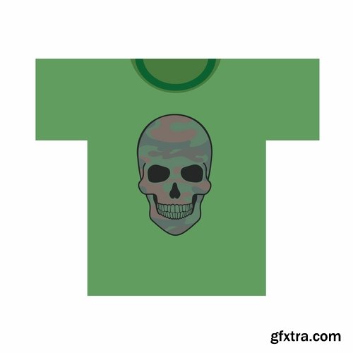 Collection of skull print on a T-shirt and stuff vector image 25 EPS