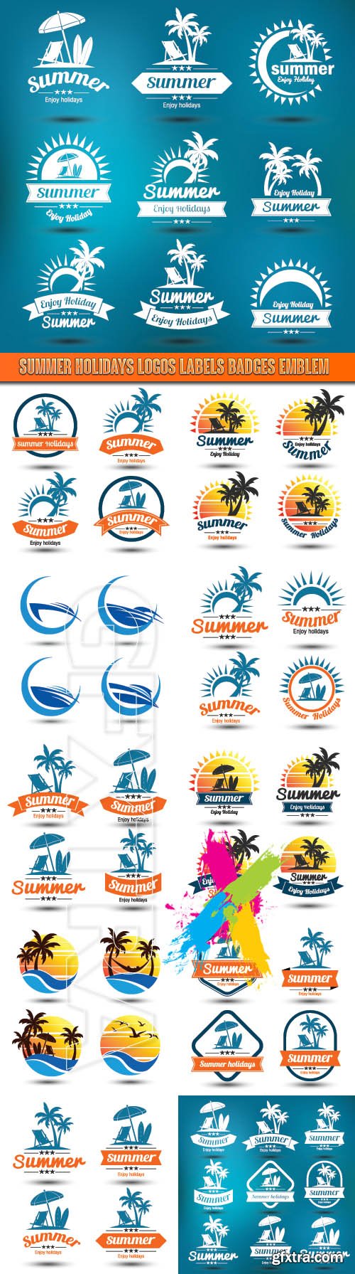 Summer Holidays Logos Labels Badges Emblem vector