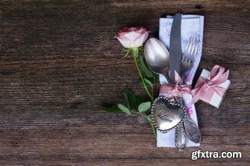 Cutlery on a wooden background