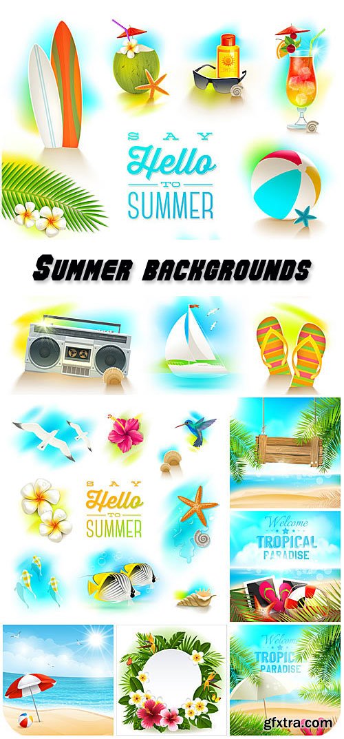 Marine elements in the vector summer backgrounds