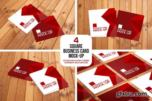 CreativeMarket Square Business Card Mockup Set 594371
