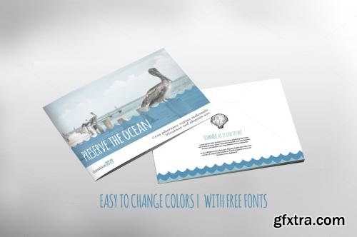 CreativeMarket A5 6PAGE Preserve the Ocean Brochure 276948