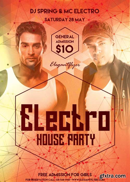 Electro House Party V2 Flyer PSD Template + Facebook Cover