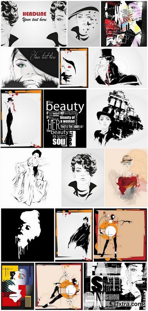 Illustrations of fashionable girls and fashion week 3 - 25 Eps Illustrations of fashionable girls and fashion week 3 - 25 Eps