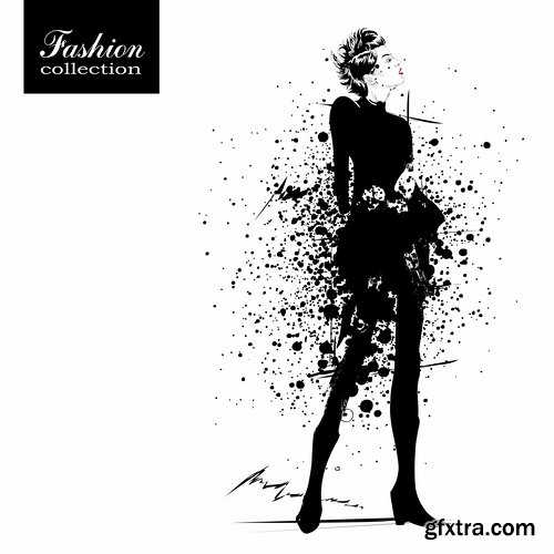 Illustrations of fashionable girls and fashion week 3 - 25 Eps