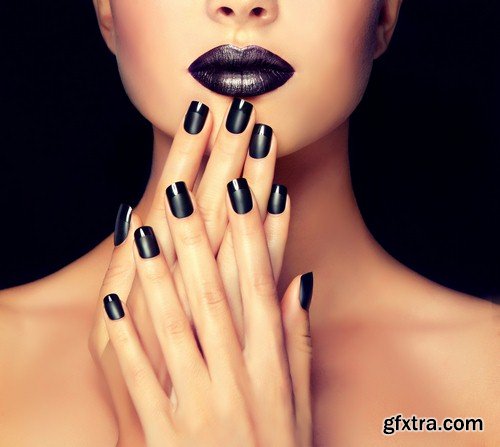Lips make-up and manicure