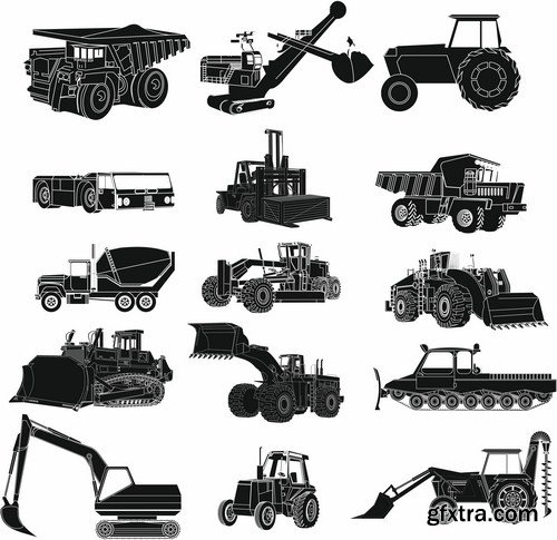 collection of transportation silhouettes 14X EPS