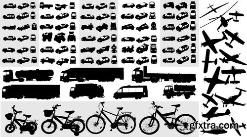 collection of transportation silhouettes 14X EPS