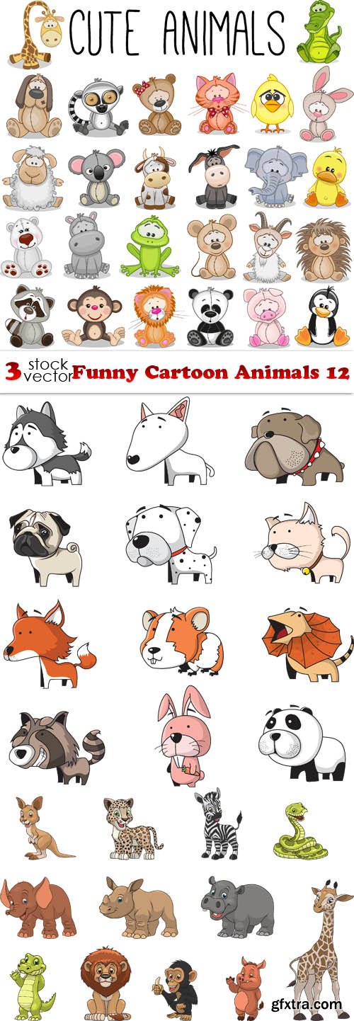 Vectors - Funny Cartoon Animals 12 » GFxtra
