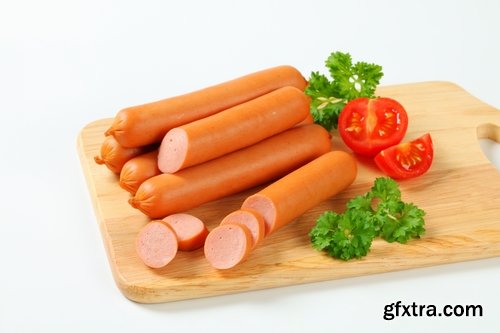 Collection of boiled sausage banger meat products 25 HQ Jpeg