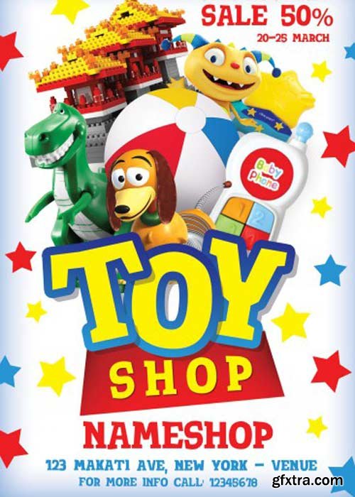 Toy Shop Flyer PSD Template + Facebook Cover » GFxtra