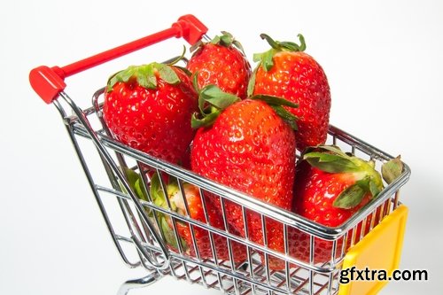 Collection basket with fruits and vegetables supermarket shopping 25 HQ Jpeg