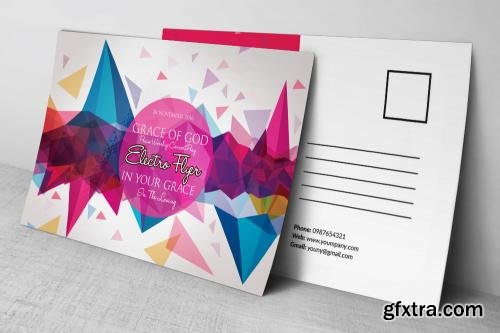 CreativeMarket Electro Party Invitation Postcard 606038