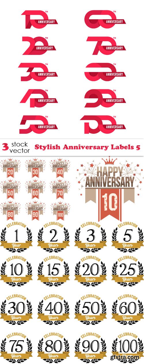 Vectors - Stylish Anniversary Labels 5