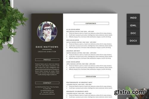 CreativeMarket Hipster Resume/CV with Cover Letter 219359