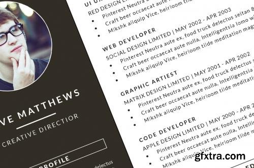 CreativeMarket Hipster Resume/CV with Cover Letter 219359