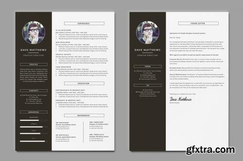 CreativeMarket Hipster Resume/CV with Cover Letter 219359