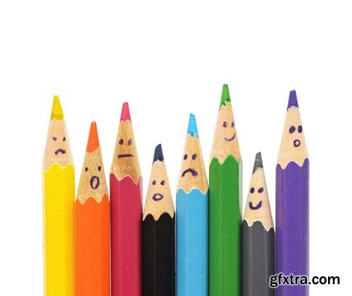 Colorful pencils as smiling faces 8X JPEG