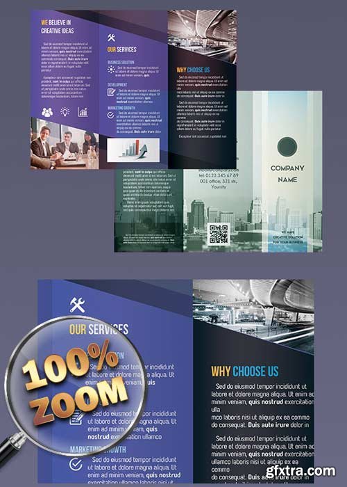 Company Biz PREMIUM Tri-Fold Brochure PSD Template