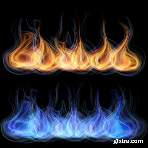 Collection of the gas burner flame fire vector image 25 EPS