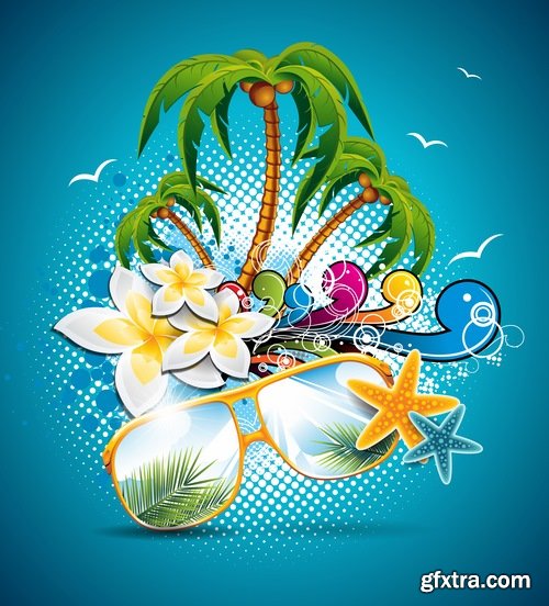 Collection of summer vacation travel holiday vacation flyer banner poster 25 EPS