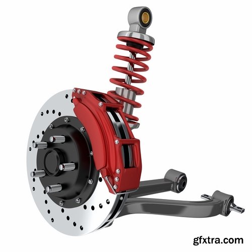 Collection 3D render of car parts shock absorber piston brake shoes clutch spotlight 25 HQ Jpeg