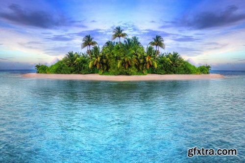 Collection of the island in an ocean of tropical forest Palm Beach Resort Sea 25 HQ Jpeg