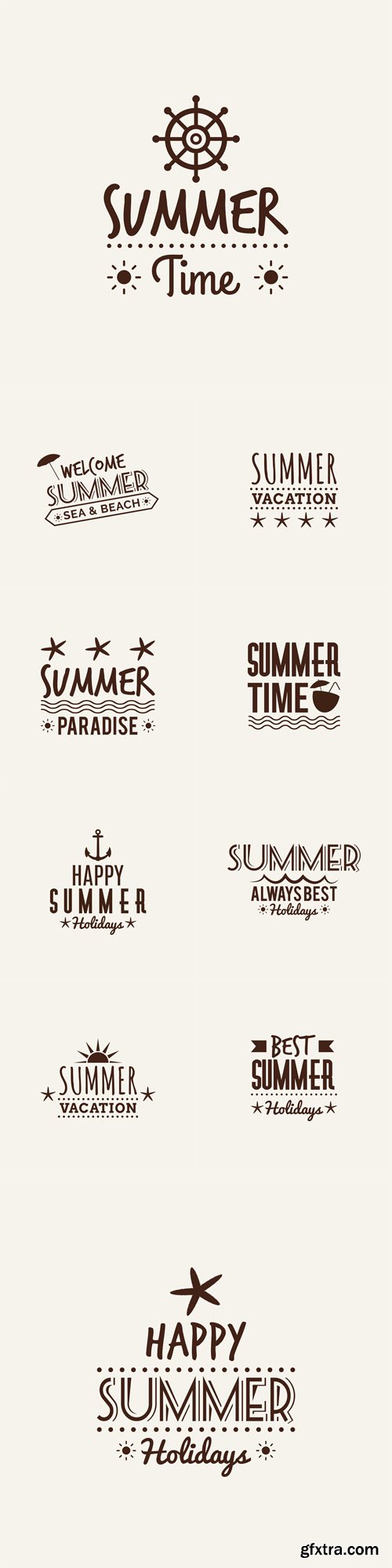 Vector Set - 10 Summer Vacation Labels Vector Set - 10 Summer Vacation Labels