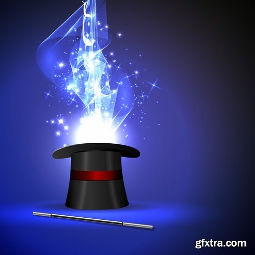 Collection of magic focal point wonders representation cylinder hat with miracles 25 EPS