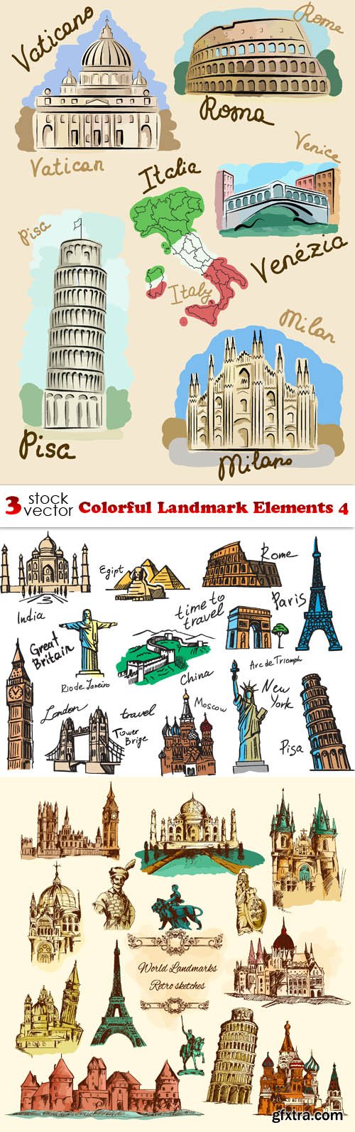 Vectors - Colorful Landmark Elements 4