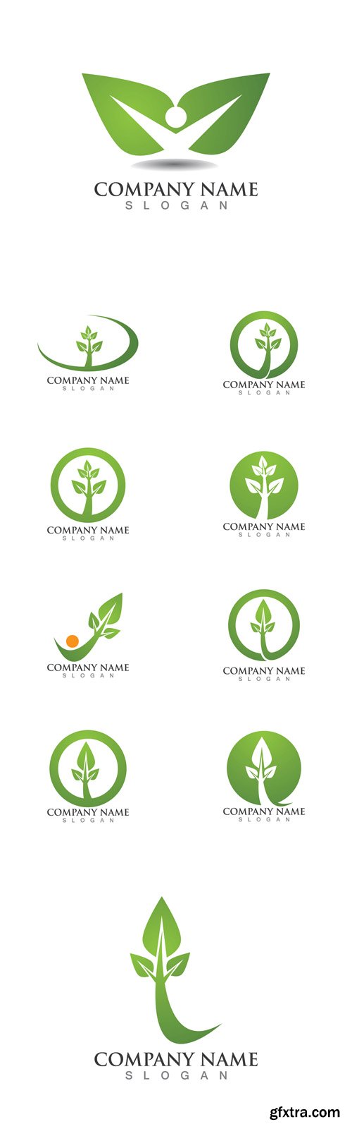 Vector Set - Logo Go Green Leaf