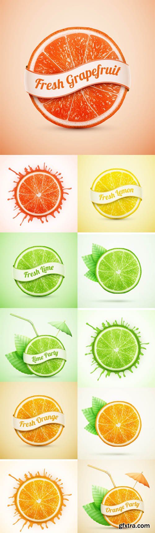 Vector Set - Fresh Orange and Lime Vector Set - Fresh Orange and Lime