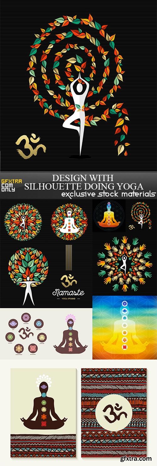 Design with silhouette doing yoga, 9  x  UHQ JPEG