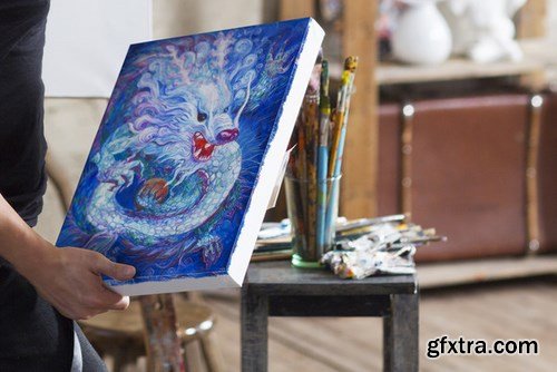 CM - Art Canvas Realistic Studio Mock-Up 608248 CM - Art Canvas Realistic Studio Mock-Up 608248