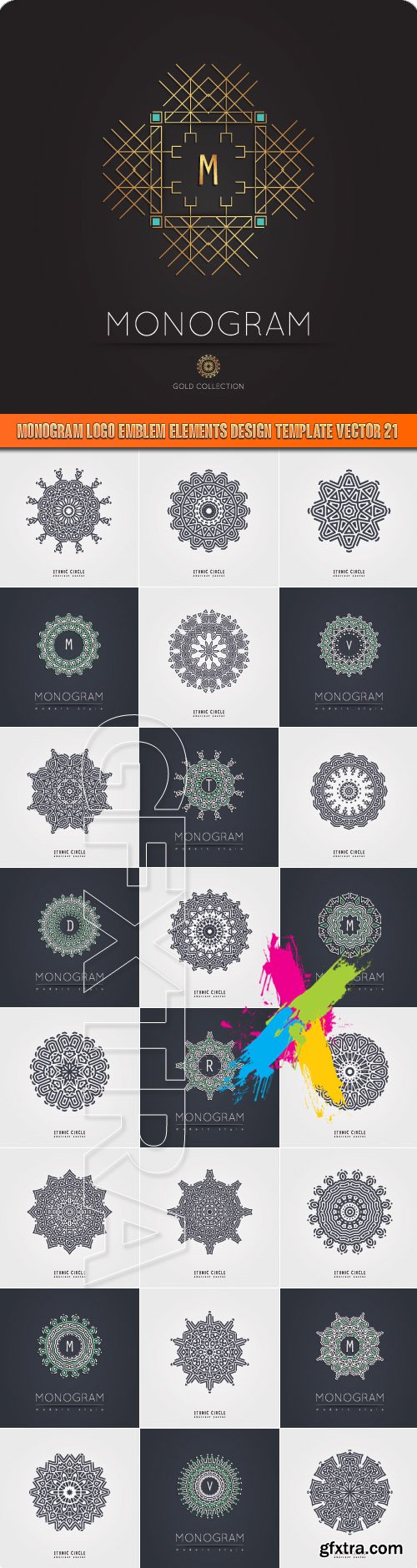 Monogram logo emblem elements design template vector 21