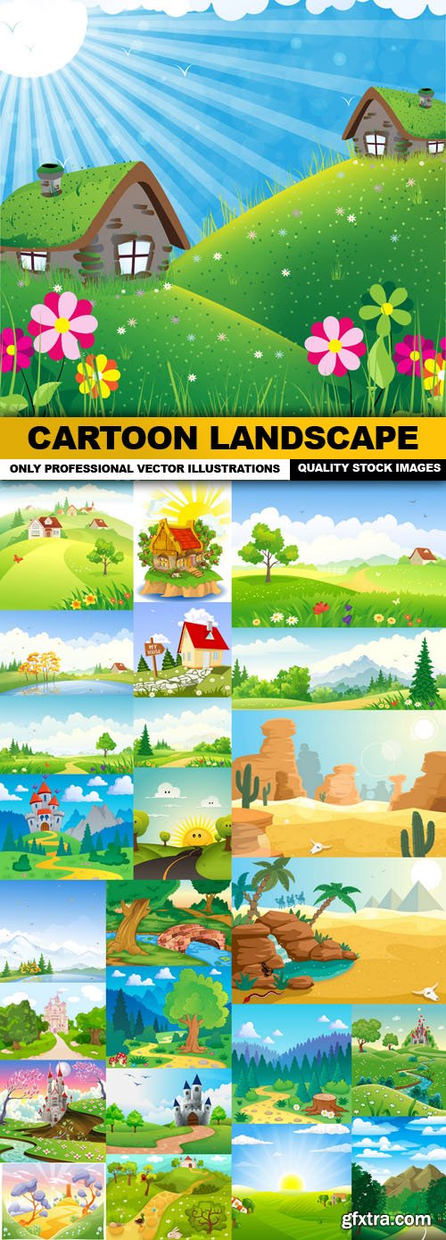 Cartoon Landscape - 25 Vector Cartoon Landscape - 25 Vector